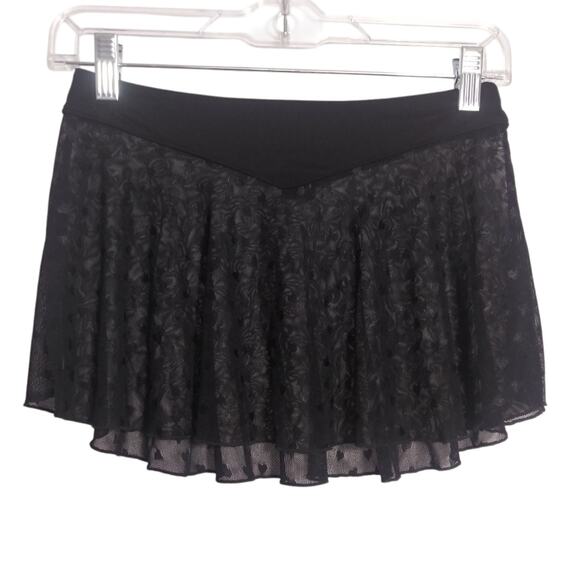 Bloch Black Mesh Heart Print Sheer Dance Skirt Size 12/14 - Picture 1 of 5